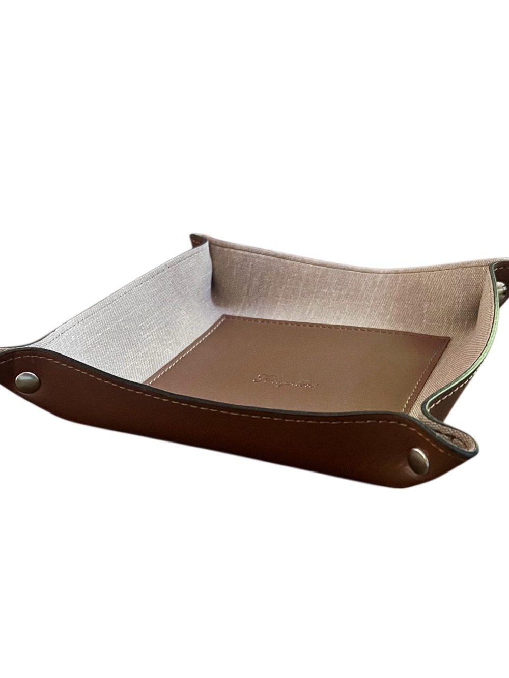 Garuglieri Italian Brown Leather Valet Tray